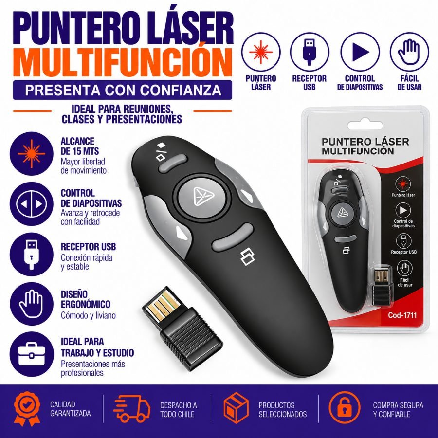 Puntero Laser Multifuncion 15 Mts. En Blister por mayor en Chile