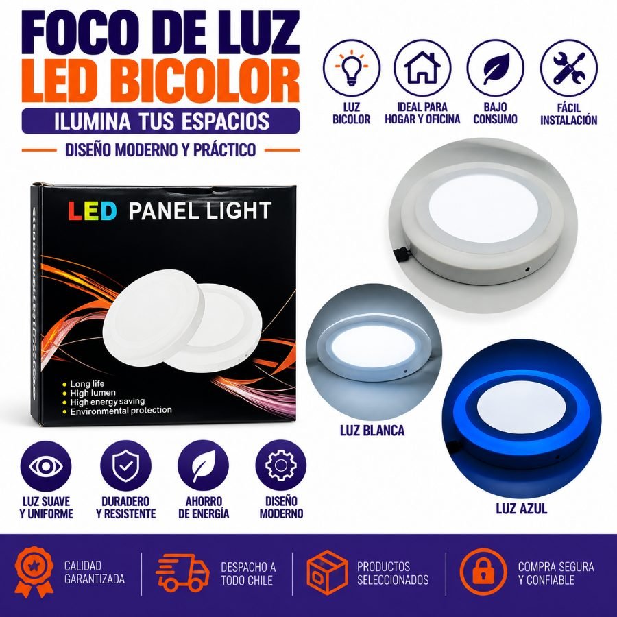 FOCO DE LUZ LED BICOLOR 18+6 W por mayor en Chile