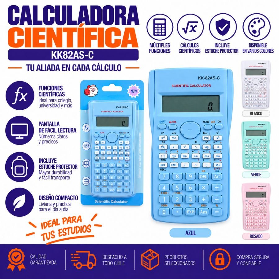 Calculadora científica kk82as-c en colores pastel con estuche protector mayorista — imagen 3