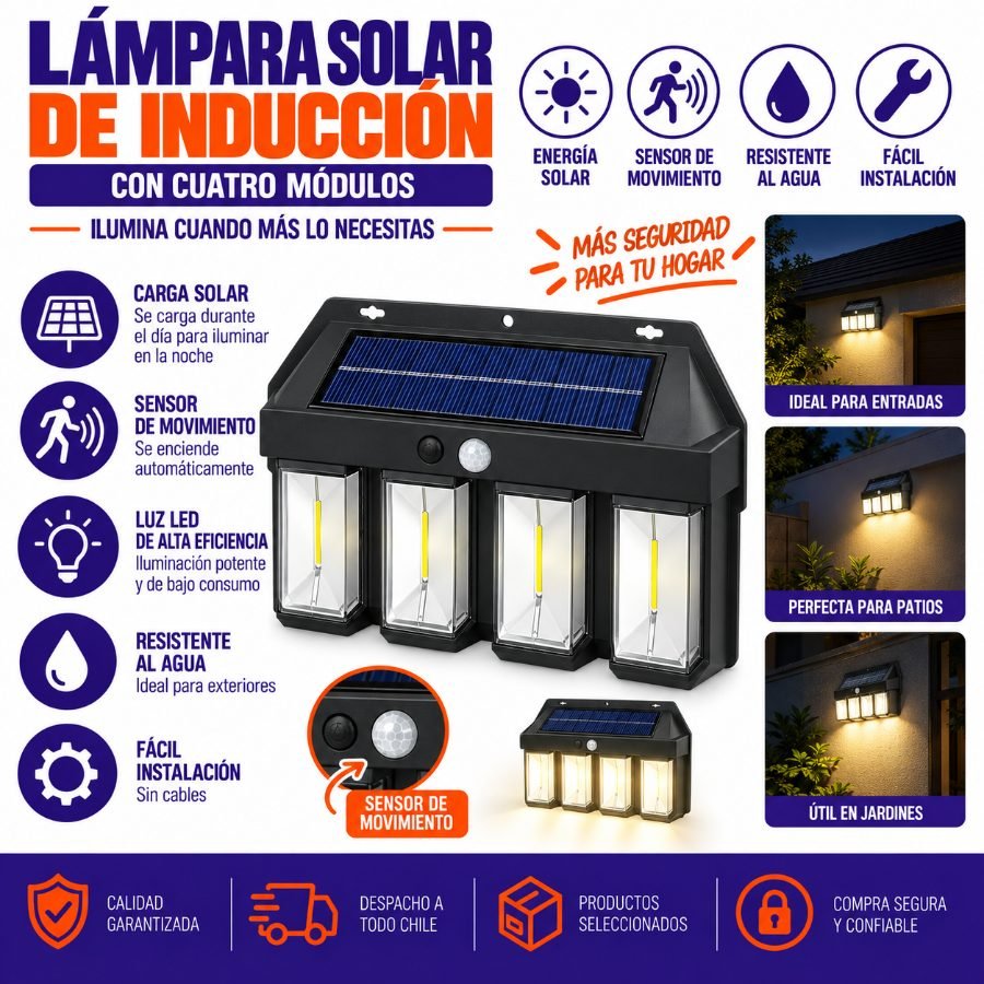 Lámpara solar de inducción con cuatro módulos y sensor de movimiento (618-4w) mayorista — imagen 3