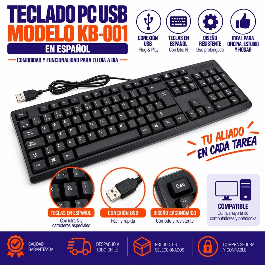 Teclado pc, usb, modelo kb-001, en español. alta calidad, en caja. mayorista — imagen 5