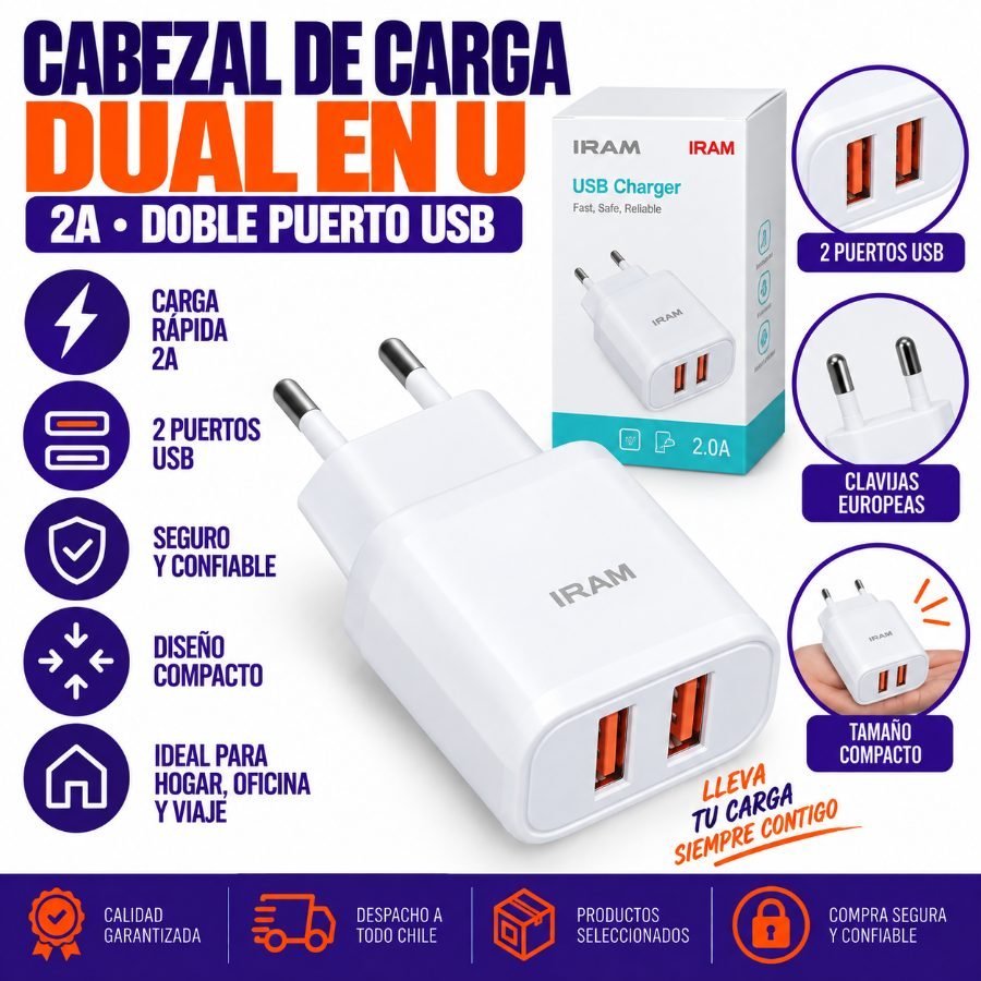 Cabezal de carga Dual en U de 2A 1PZA por mayor en Chile