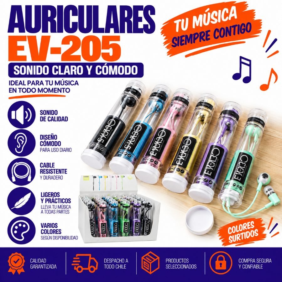 AURICULARES EV-205 1 PZA por mayor en Chile