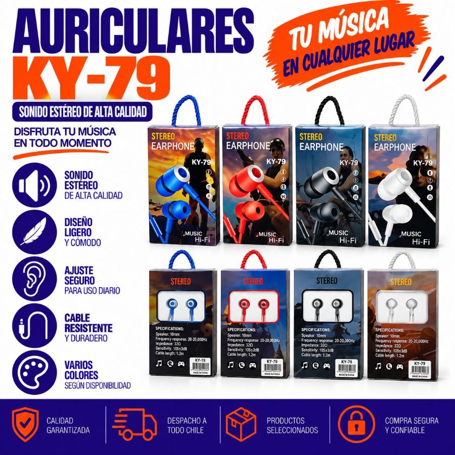 AURICULARES KY-79 1 PZA por mayor en Chile