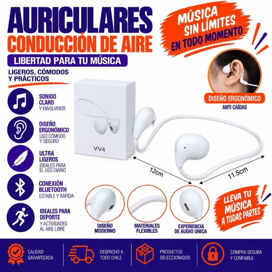 Auriculares de Conducción de Aire VV4-63911 1PZA por mayor en Chile