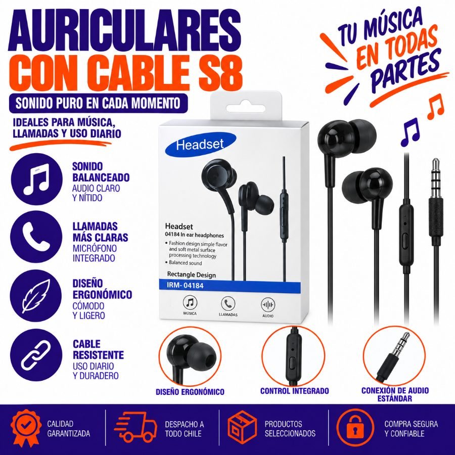 Auriculares con cable s8 autoinstalados mayorista — imagen 3
