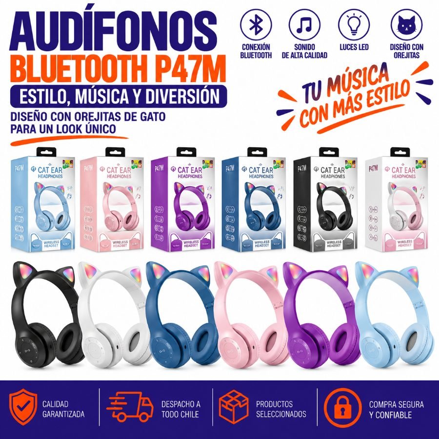 AUDIFONOS BLUETOOTH P47M 1 PZA por mayor en Chile