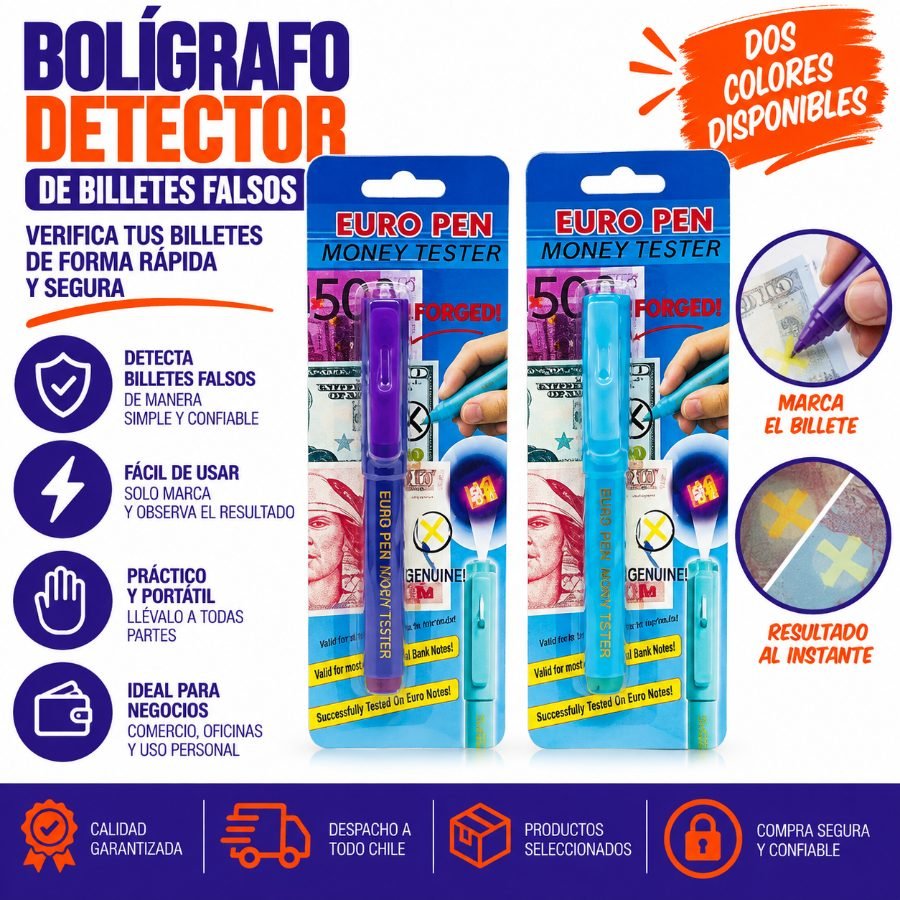 BOLIGRAFO DETECTOR BILLETES FALSOS 1 PZA por mayor en Chile