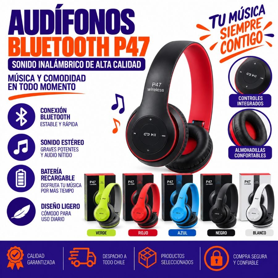 Audifonos bluetooth p47 mayorista — imagen 3