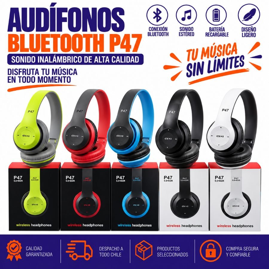 AUDIFONOS BLUETOOTH P47 1 PZA por mayor en Chile