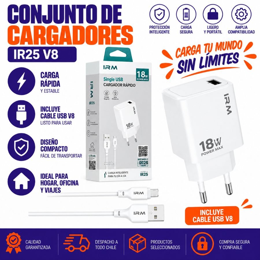 Conjunto de cargadores IR25 V8 1PZA por mayor en Chile
