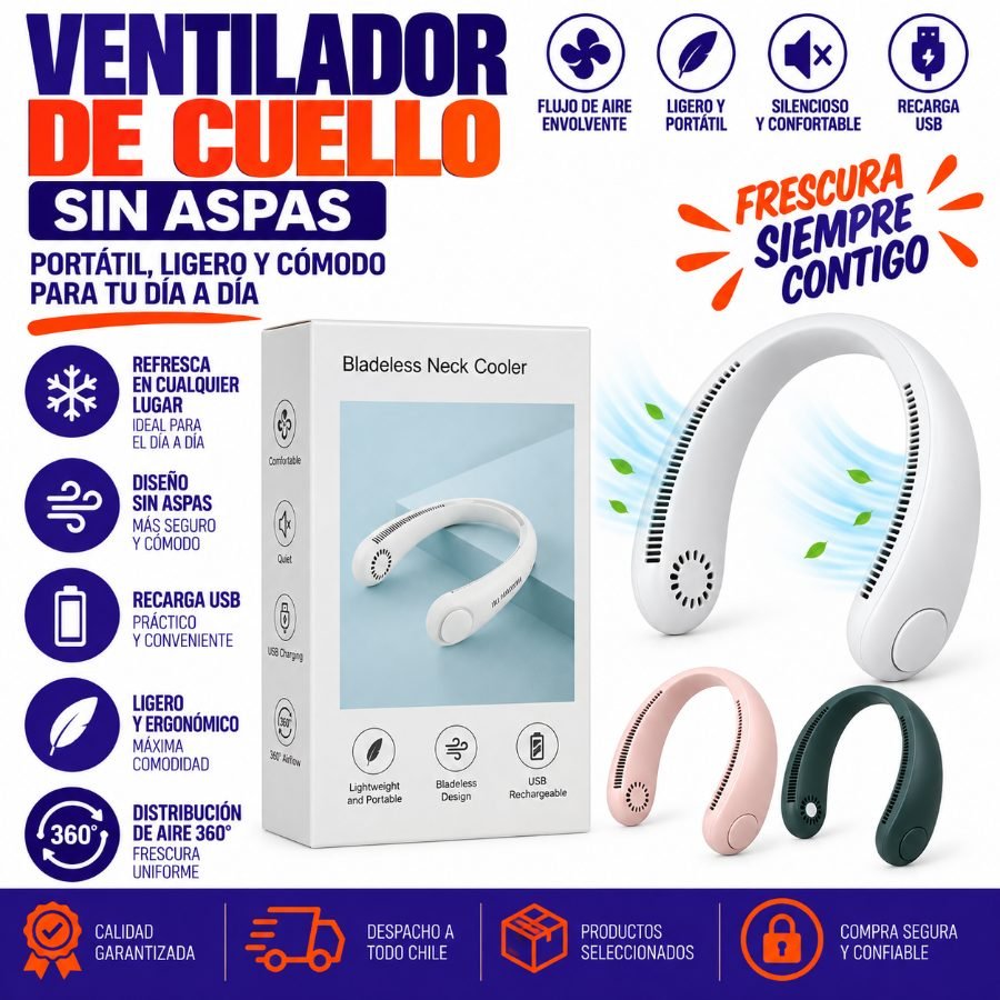 Ventilador de Cuello sin Aspas Portátil 1 Pza por mayor en Chile