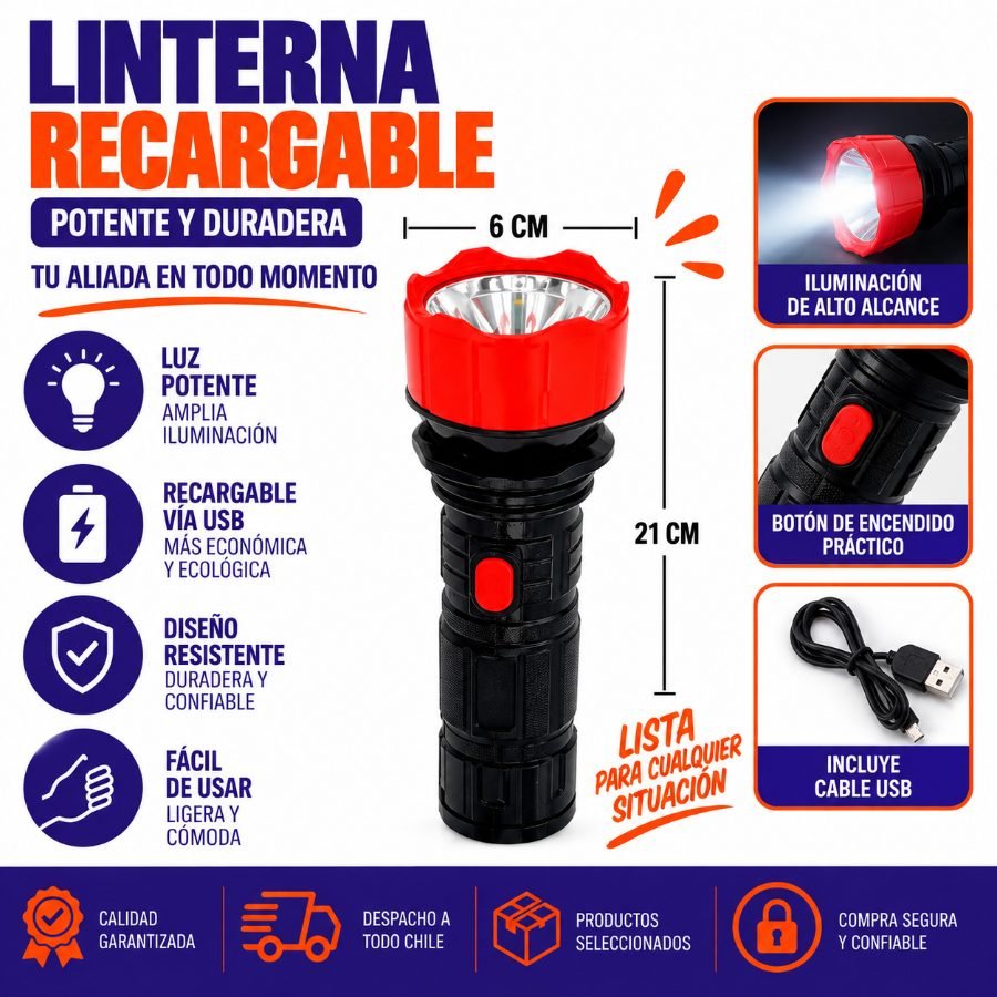 Linterna recargable mayorista — imagen 3