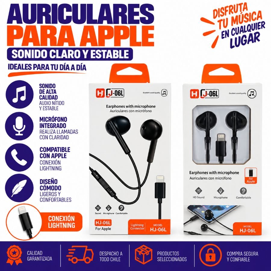 AURICULARES DE APPLE-HJ-06L 1 PZA por mayor en Chile