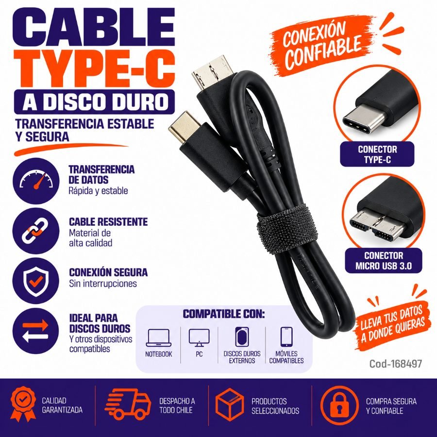 Cable type-c a disco duro 3.0, 40 cm longitud mayorista — imagen 7
