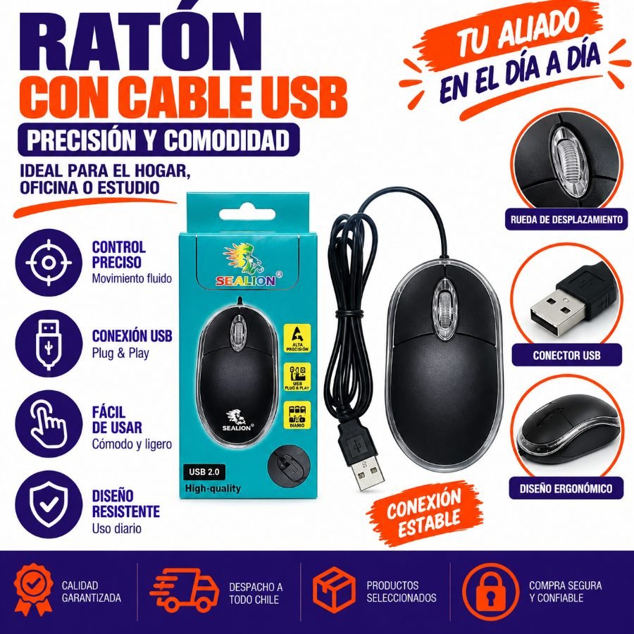 RATON CON CABLE USB ESTANDAR por mayor en Chile