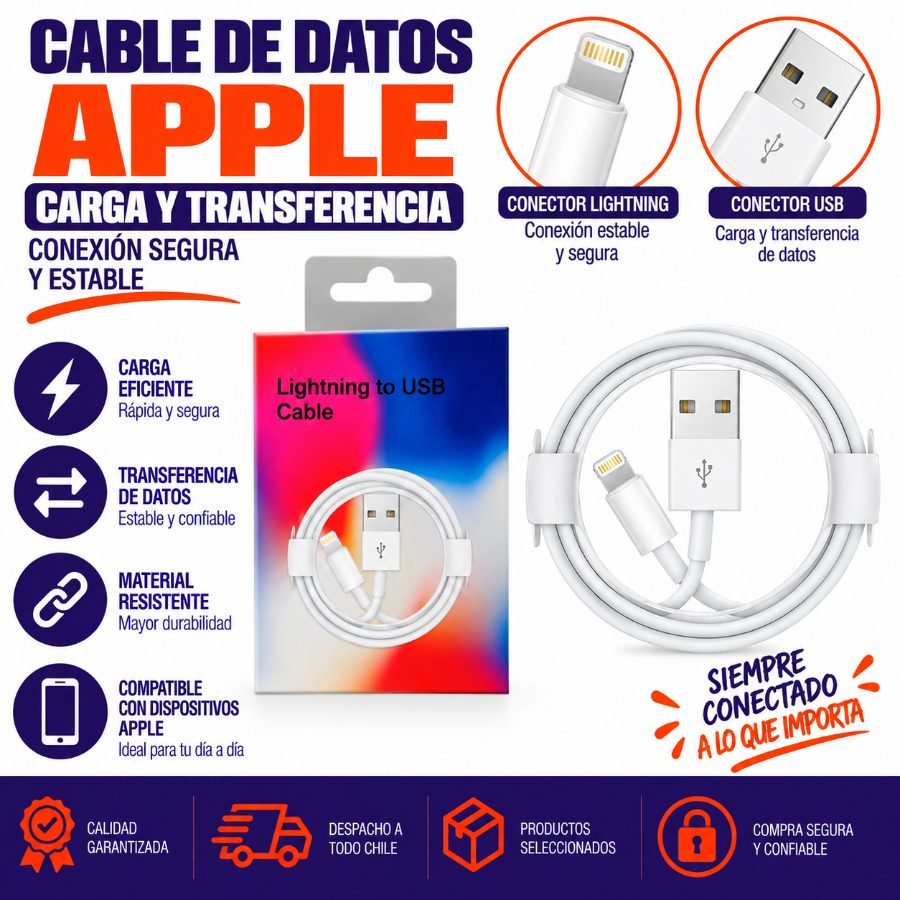 CABLE DE DATOS APPLE 1 PZA por mayor en Chile