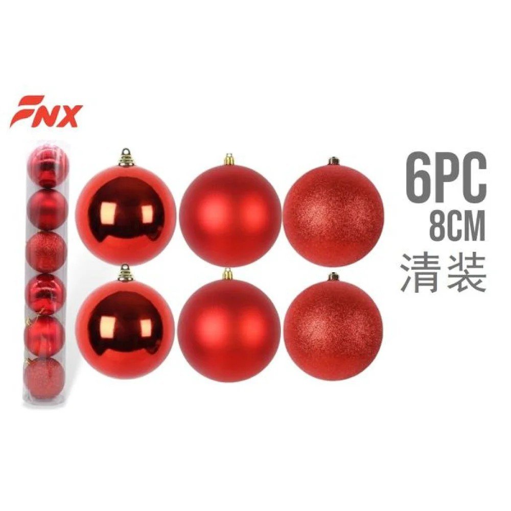 NAVIDAD BOLA 8cm 6pc LUMINOSAS ROJO 8cm-12 pza por mayor en Chile
