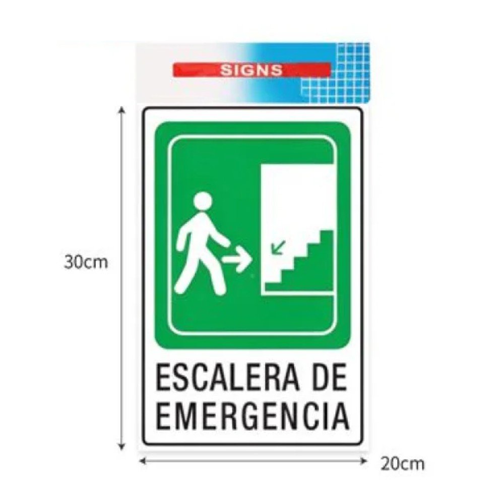 SEÑAL-ESCALERA DE EMERGENCIA 20 X 30 CM por mayor en Chile