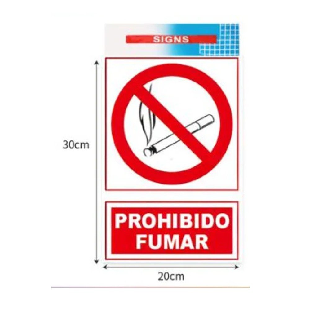SEÑAL- PROHIBIDO FUMAR 20 X 30 CM por mayor en Chile