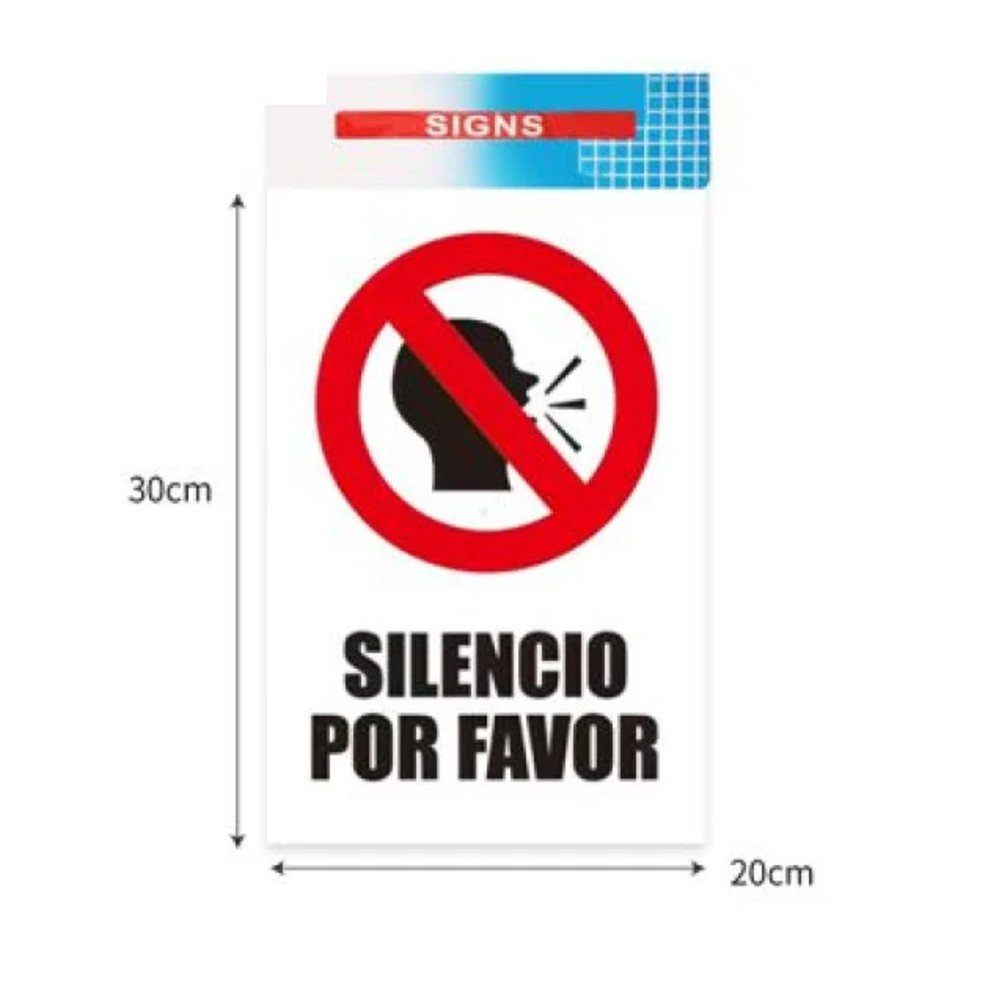 SEÑAL-SILENCIO POR FAVOR 20 X 30 CM por mayor en Chile