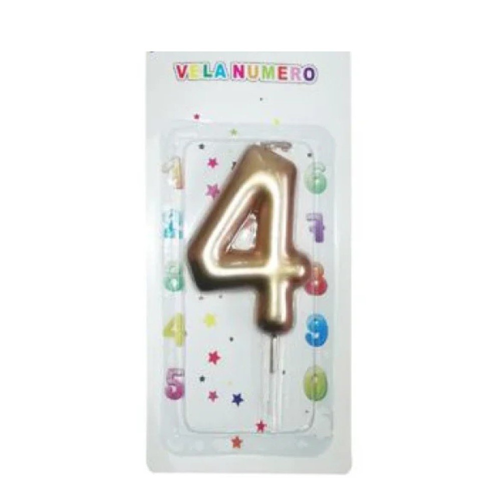 VELA DE CUMPLEAÑOS # 4-DORADA 1 PZA por mayor en Chile