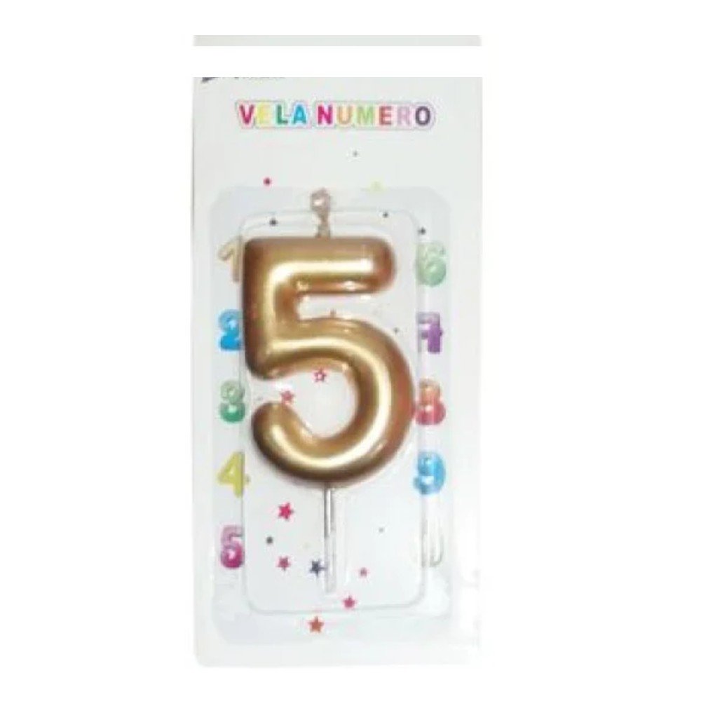 VELA DE CUMPLEAÑOS # 5-DORADA 1 PZA por mayor en Chile