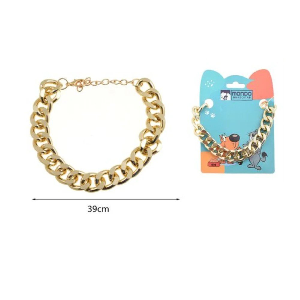 COLLAR DE CADENA DORADA PARA MASCOTA 39 CM por mayor en Chile