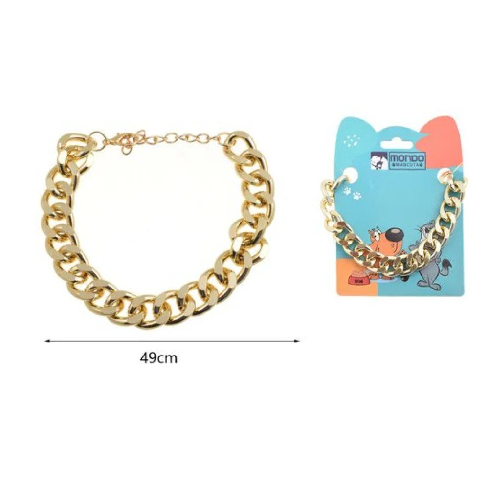 COLLAR DE CADENA DORADA PARA MASCOTA 49 CM por mayor en Chile
