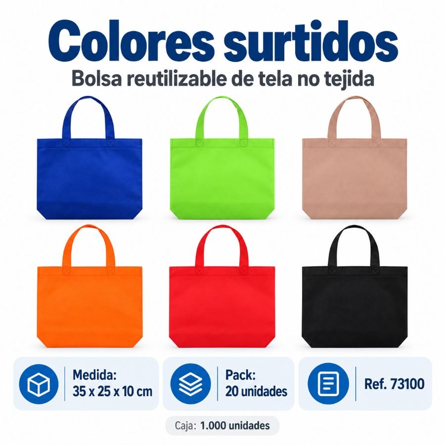 Bolsa reutilizable de tela no tejida 35 x 25 x 10 cm - paquete de 20 unidades mayorista — imagen 2