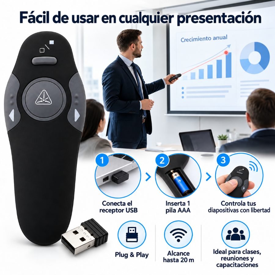 Presentador inalámbrico 2.4g con puntero láser y receptor usb mayorista — imagen 2