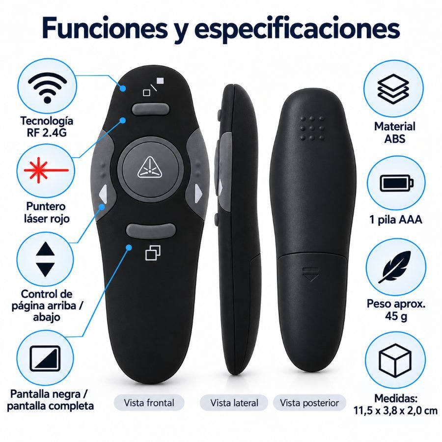 Presentador inalámbrico 2.4g con puntero láser y receptor usb mayorista — imagen 3