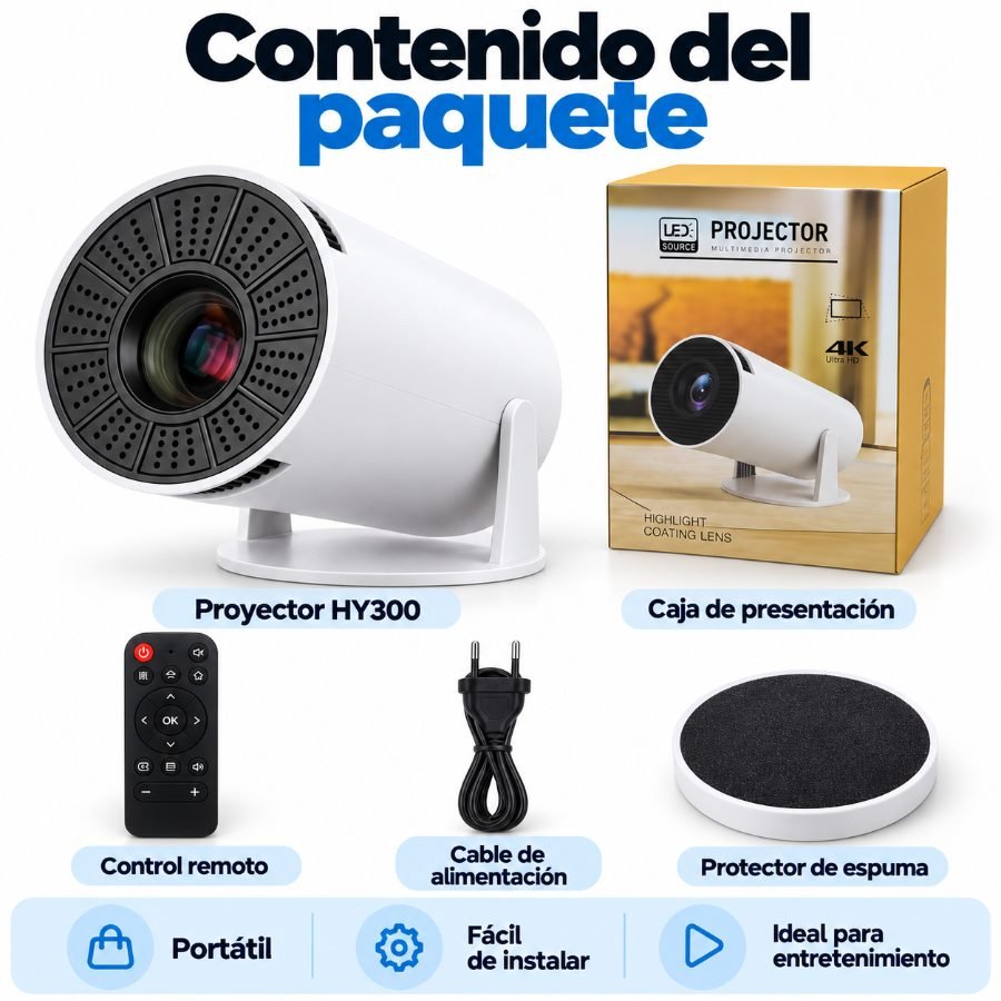 Mini proyector portátil hy300 android 11 con wifi y soporte giratorio mayorista — imagen 3