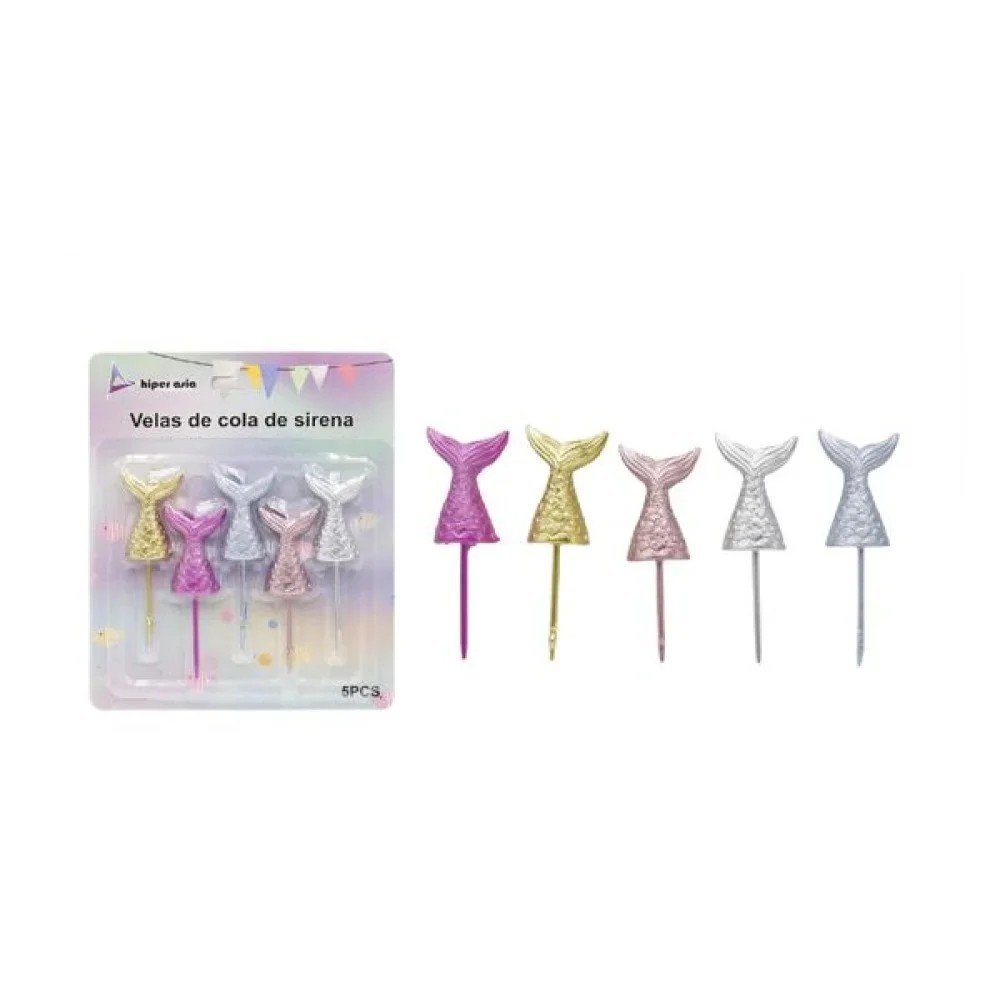 Velas de cola de sirena 5pcs (12/480) 5 pzas por mayor en Chile