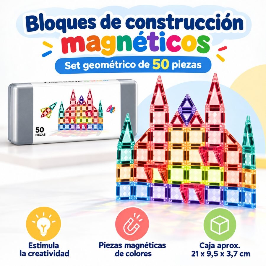 BLOQUE CONSTRUCCION MAGNETICO GEOMETRICO 50 PZA por mayor en Chile