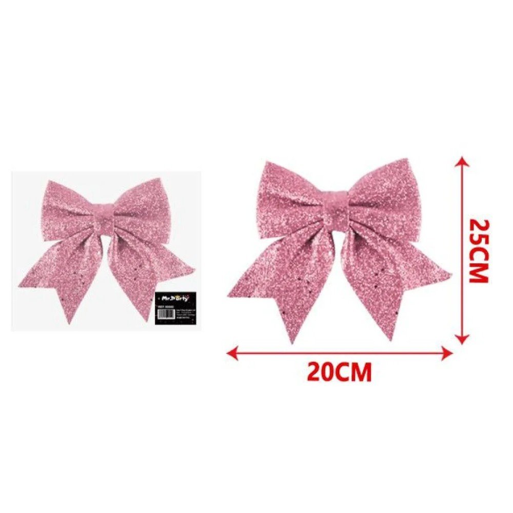 LAZO NAVIDEÑO ROSA GLITTER 20 X 25 CM por mayor en Chile