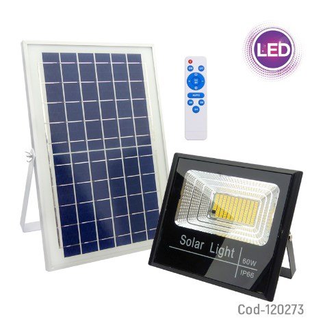 Proyector Solar 112 LED, 60Watt Luz Cálida, Con Control Y Panel por mayor - Electronica por mayor