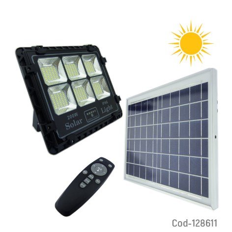 Proyector Solar LED 200Watt, Con Panel, 240 LED, 6 Placas, Control Remoto. En Caja. por mayor - Electronica por mayor