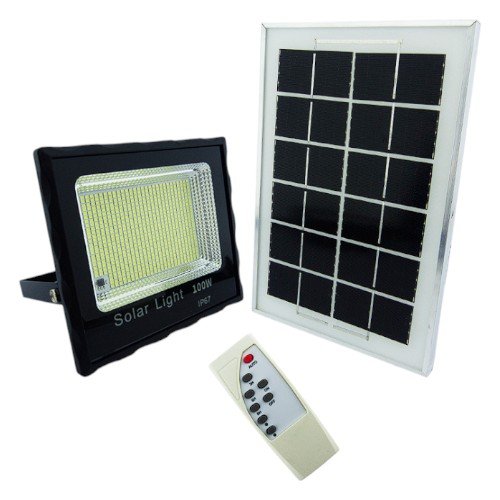 Proyector Solar LED Con Panel, De 100 Watts Y 688 LED Con Control. por mayor Electrónica por mayor