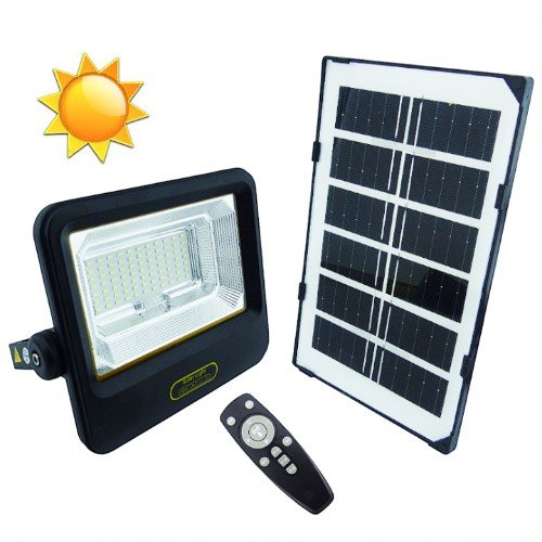 Proyector Solar LED De 100 Watt Con Panel, 77 LED Y Control Remoto. por mayor Electrónica por mayor