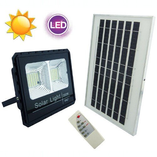 Proyector Solar LED De 200 Watt De 117 LED Modelo BI-FOCAL Con Panel Y Control Remoto. por mayor Electrónica por mayor