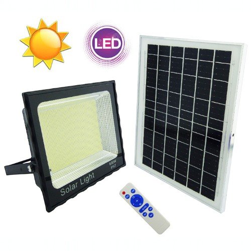 Proyector Solar LED De 800 Watt En PVC Con Panel De 2438 LED, Luz Blanca Y Control Remoto. por mayor Electrónica por mayor