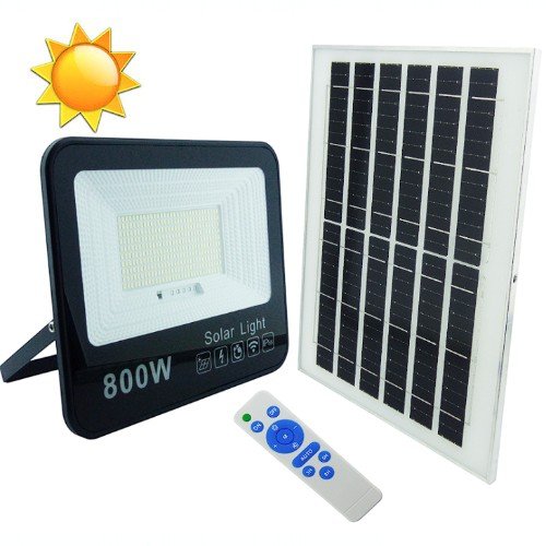 Proyector Solar LED De 800 Watt En PVC Y Panel Solar, Luz Blanca Con Control Remoto. por mayor Electrónica por mayor