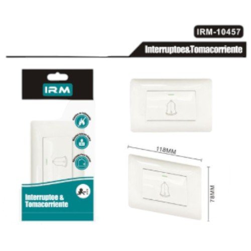 Pulsador de Timbre IRM-10457 - Placa Luminosa Certificada 10A 250V por mayor - Electrónica por mayor
