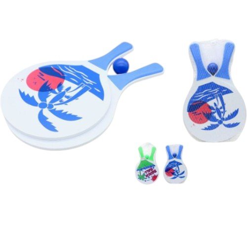 Raquetas de Playa con Diseño Tropical y Pelota - Kit Deportivo 38cm por mayor en Chile