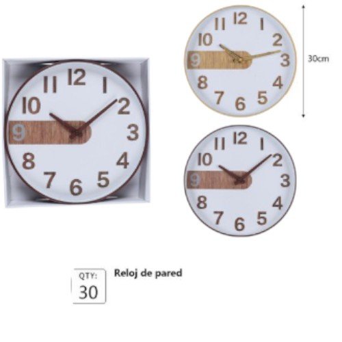 Reloj de Pared con Detalle de Madera y Diseño Moderno por mayor Hogar por mayor