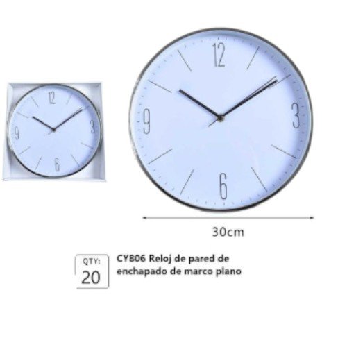 Reloj de Pared de 30 cm con Marco Plano Enchapado y Diseño Minimalista por mayor - Hogar por mayor