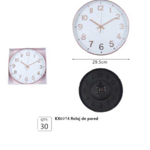 Reloj de Pared Redondo de 29.5 cm con Acabado en Oro Rosa y Diseño Elegante por mayor - Hogar por mayor
