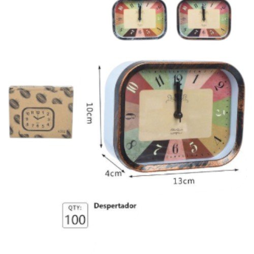 Reloj Despertador Analógico Rectangular con Diseño Retro Multicolor por mayor - Hogar por mayor