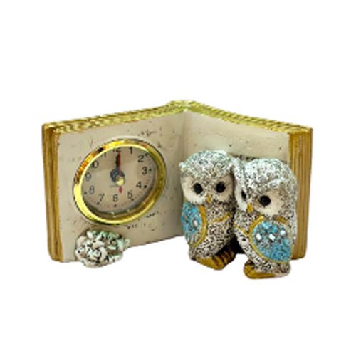 RELOJ EN LIBRO Y BUHO 15,5 X 5 X 8 CM por mayor en Chile